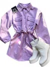 Sincerely Ours Vegan Leather Button Down Dress In Lavender In Purple