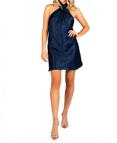 Sincerely Ours Victoria Dress In Embellished Navy Satin In Yellow