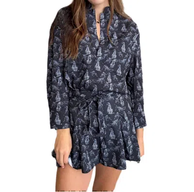 Sincerely Ours Watercolor Tiger Pull-on Short In Navy Blue