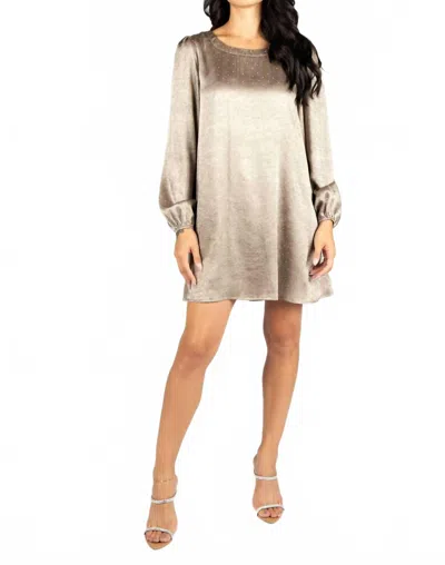 Sincerely Ours Women's Embellished Mink Satin Dress In Beige In Brown