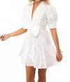 Sincerely Ours Women's Lolita Bow Poplin Mini Dress In White In White