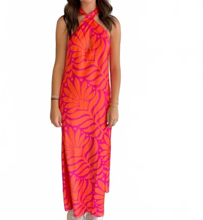 Sincerely Ours Women's Sleeveless Petals Dress In Orange And Pink