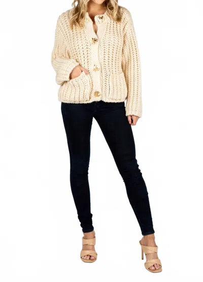 Sincerely Ours Zelle Chunky Knit Cardigan In Creme In White