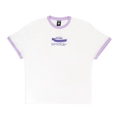 SINCLAIR 3D LOGO RINGER WHITE PURPLE T-SHIRT