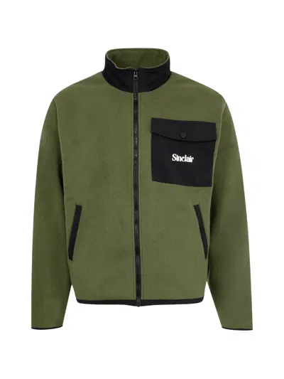 Sinclair Cargo Pocket Fleece-texture Zip-up Jacket In Green
