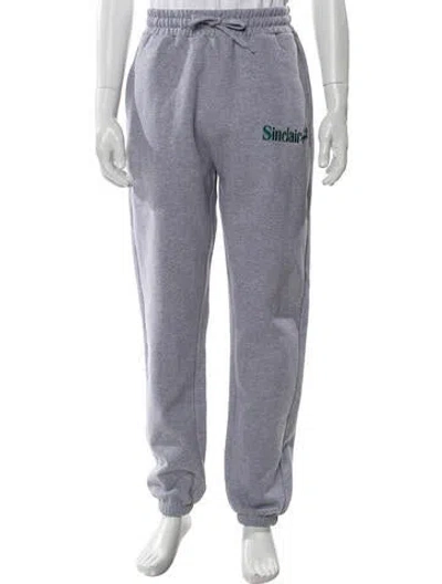 Pre-owned Sinclair Graphic Print Embroidered Accent Lounge Bottoms W/ Tags In Gray