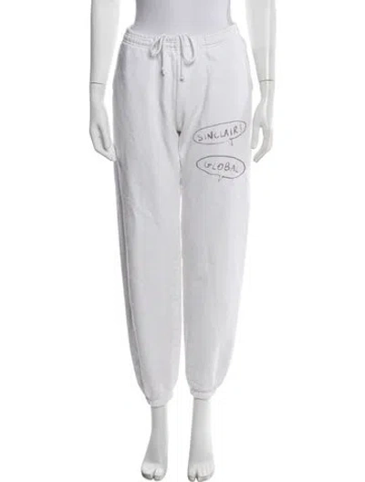 Pre-owned Sinclair Graphic Print Sweatpants In White