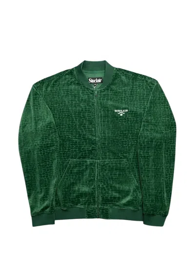 Sinclair Jacquard Velour Track Jacket In Green
