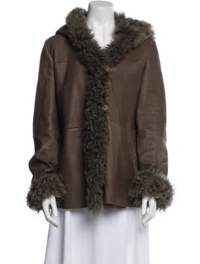 Pre-owned Sinclair Lambskin Fur Coat In Brown