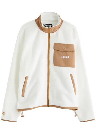 Sinclair Logo Nylon And Fleece Jacket In Off White