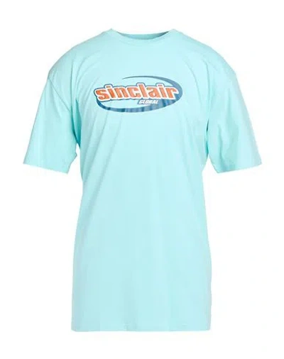 Sinclair Man T-shirt Turquoise Size Xl Cotton In Blue