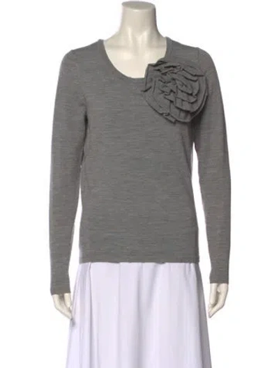 Pre-owned Sinclair Merino Wool Scoop Neck Sweater In Gray