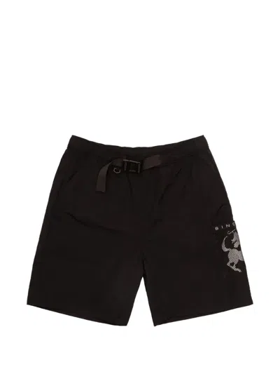 Sinclair Mesh-pocket Belted Shorts In Black