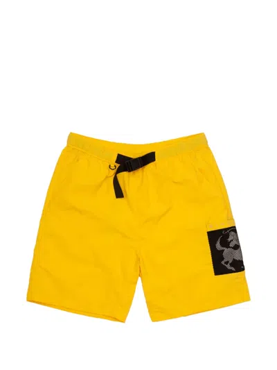 Sinclair Mesh-pocket Belted Shorts In Yellow
