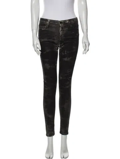Pre-owned Sinclair Printed Skinny Leg Pants In Black