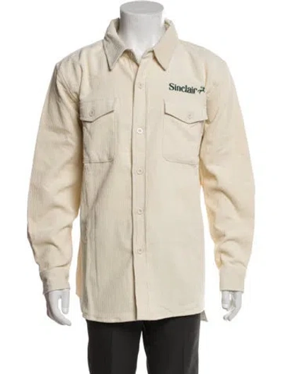 Pre-owned Sinclair Striped Long Sleeve Western Shirt In Neutral