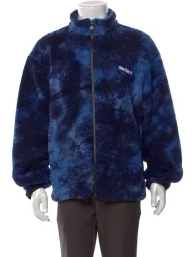 Pre-owned Sinclair Tie-dye Print Mock Neck Pullover In Blue