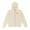 Sinclair Zip Up Cream Hoodie In Neutral