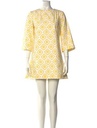 Pre-owned Sindiso Khumalo Printed Mini Dress In Yellow
