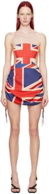 Sinead Gorey Beige & Red Corset Minidress In Cream Red Blue