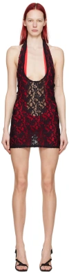 Sinead Gorey Black Halter Minidress In Black Red