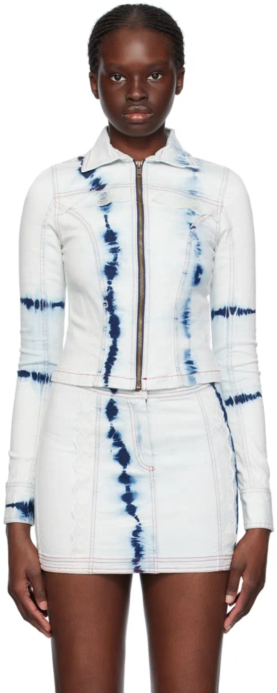 Sinead Gorey Blue Lace Denim Jacket In White Blue