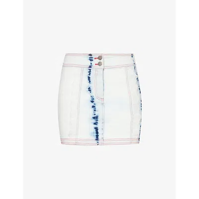 Sinead Gorey Womens White Acid-wash Slim-fit Stretch-cotton Mini Skirt