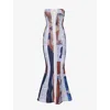 SINEAD GOREY SINEAD GOREY WOMEN'S WHITE GRAPHIC-PRINT SLIM-FIT STRETCH-WOVEN MAXI DRESS