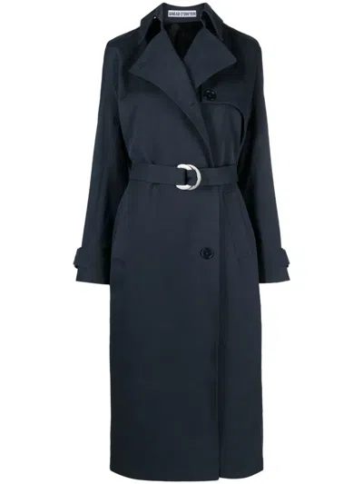 Sinéad O’dwyer Belted Cotton Trench Coat In Blue