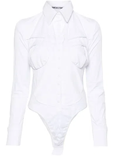 Sinéad O’dwyer Classic-collar Poplin Bodysuit In White