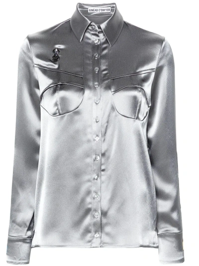 Sinéad O’dwyer Grey Pyjama Satin Shirt