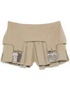 Shop Sinéad O’dwyer Pleated Mini Shorts In Khaki - Khaki