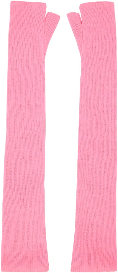 Sinéad O’dwyer Pink Fingerless Opera Gloves In Barbie