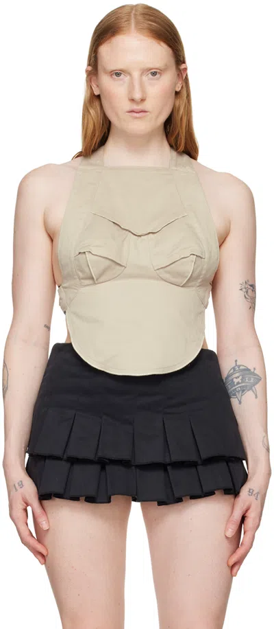 Sinéad O’dwyer Taupe Bib Tank Top In Sand