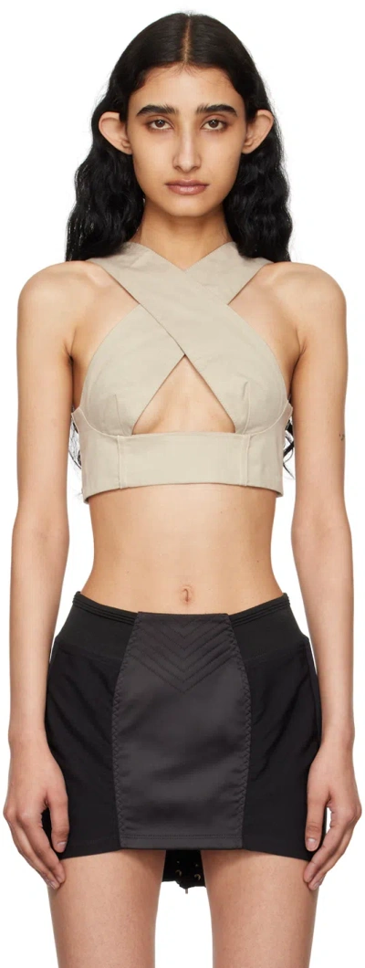 Sinéad O’dwyer Taupe Criss-cross Tank Top In Sand