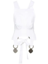 SINÉAD O’DWYER WHITE SQUARE NECK CROP TOP