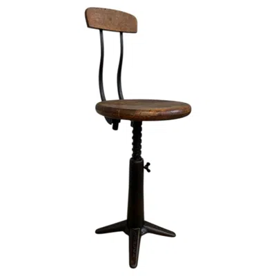Pre-owned Singer Adjustable Quality  Industrial Stool With Back Rest Original Condition In Brown