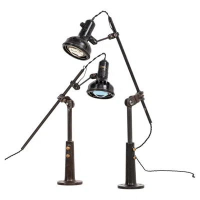 Pre-owned Singer Antique Industrial Simanco  Machinist Table Desk Lamp Light, C.1930 In Black