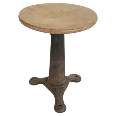 Pre-owned Singer Stool In Cast Iron And Wood, 1920s In Brown