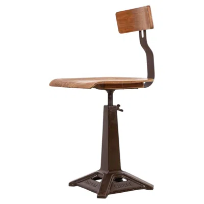 Pre-owned Singer Vintage Antique Industrial  Factory Machinists Swivel Chair, C.1930 In Brown