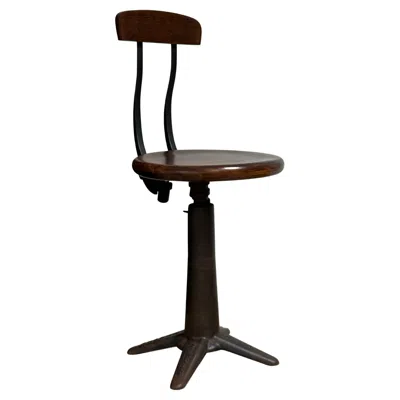 Pre-owned Singer Vintage Industrial Original  Sewing Spring Back Factory Chairs Chair Stool In Black