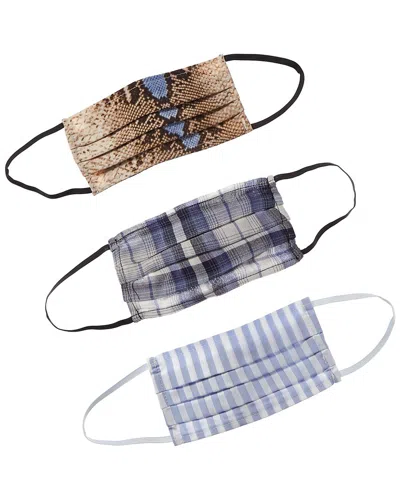 Single Set Of 3 Cloth Face Masks In Blue/denim Plaid/denim Cobra
