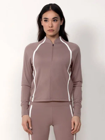 Single Stitch Active Full Zip Jacket In Brown