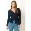 Single Stitch Cable Knit Cardigan In Blue