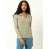 Single Stitch Classic Ribbed V-neck Sweater With Collar In Multi
