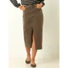 Single Stitch Corduroy Midi Skirt In Brown