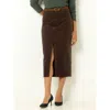 Single Stitch Corduroy Midi Skirt In Brown