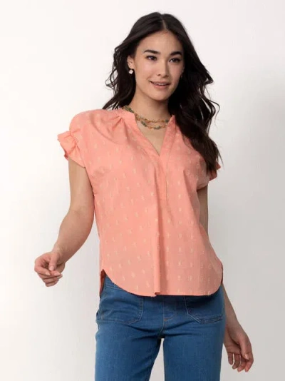Single Stitch Cotton Peasant Blouse In Pink