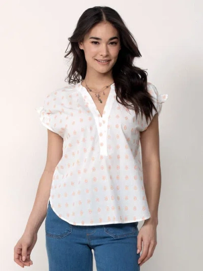 Single Stitch Cotton Peasant Blouse In White