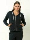 Single Stitch Lightweight Full Zip Hoodie In Black